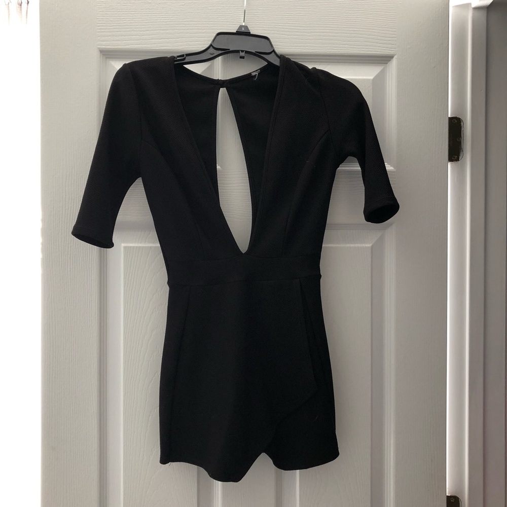 Black Low-V Romper